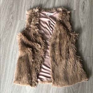 Papaya faux fur vest